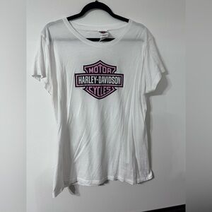 Harley-Davidson White Tee with Pink Logo